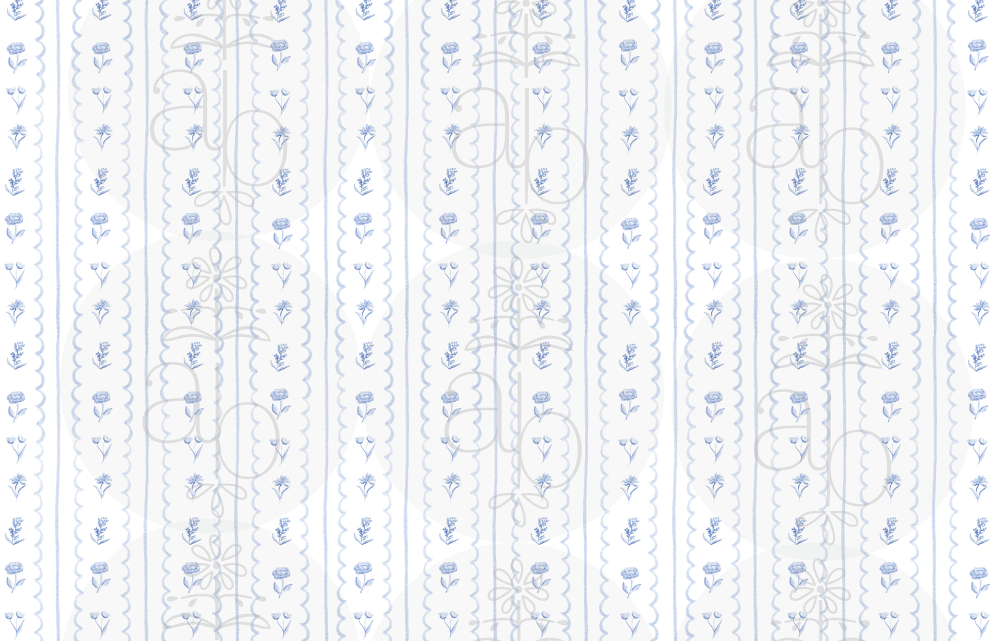 Blue and White Floral Stripes Paper Placemats