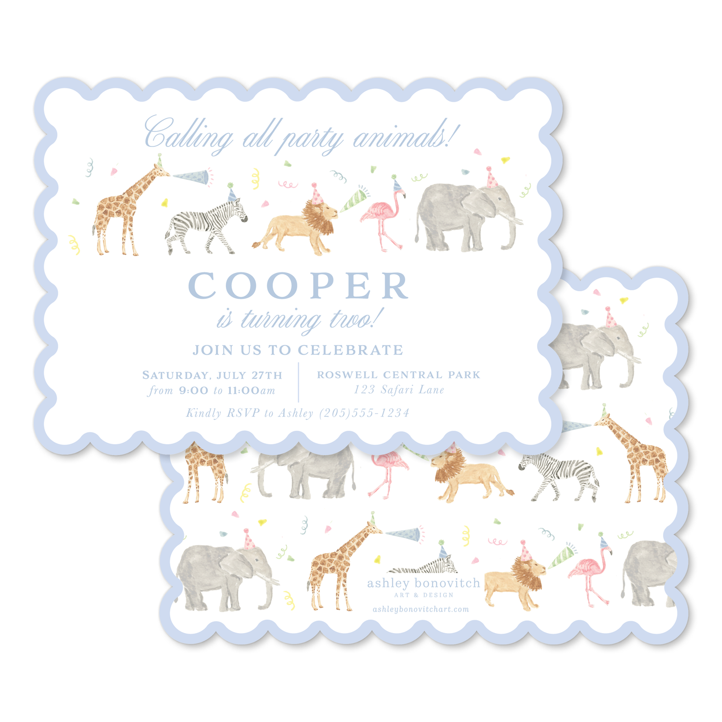 Party Animal Invitations in Blue