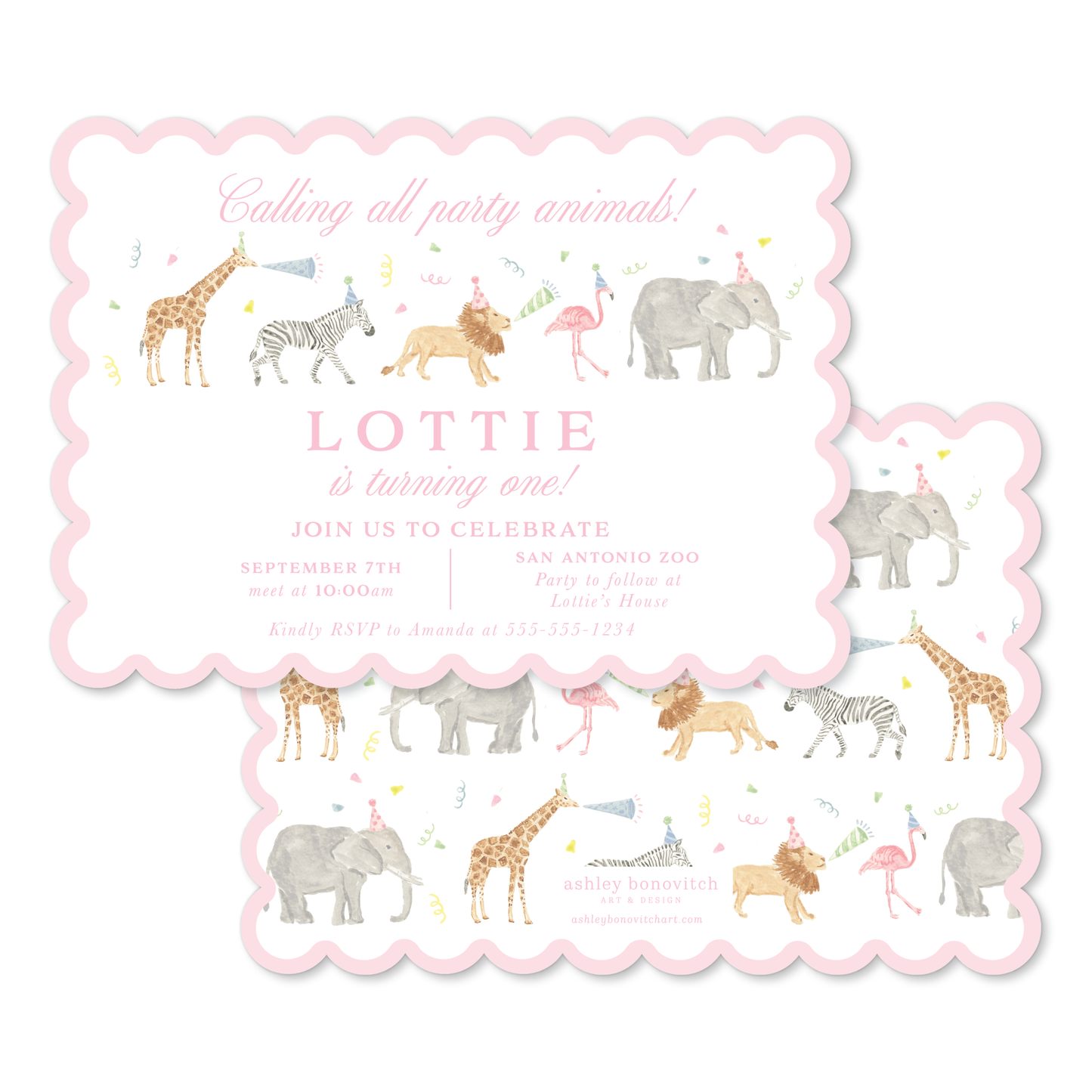 Party Animal Invitations in Pink