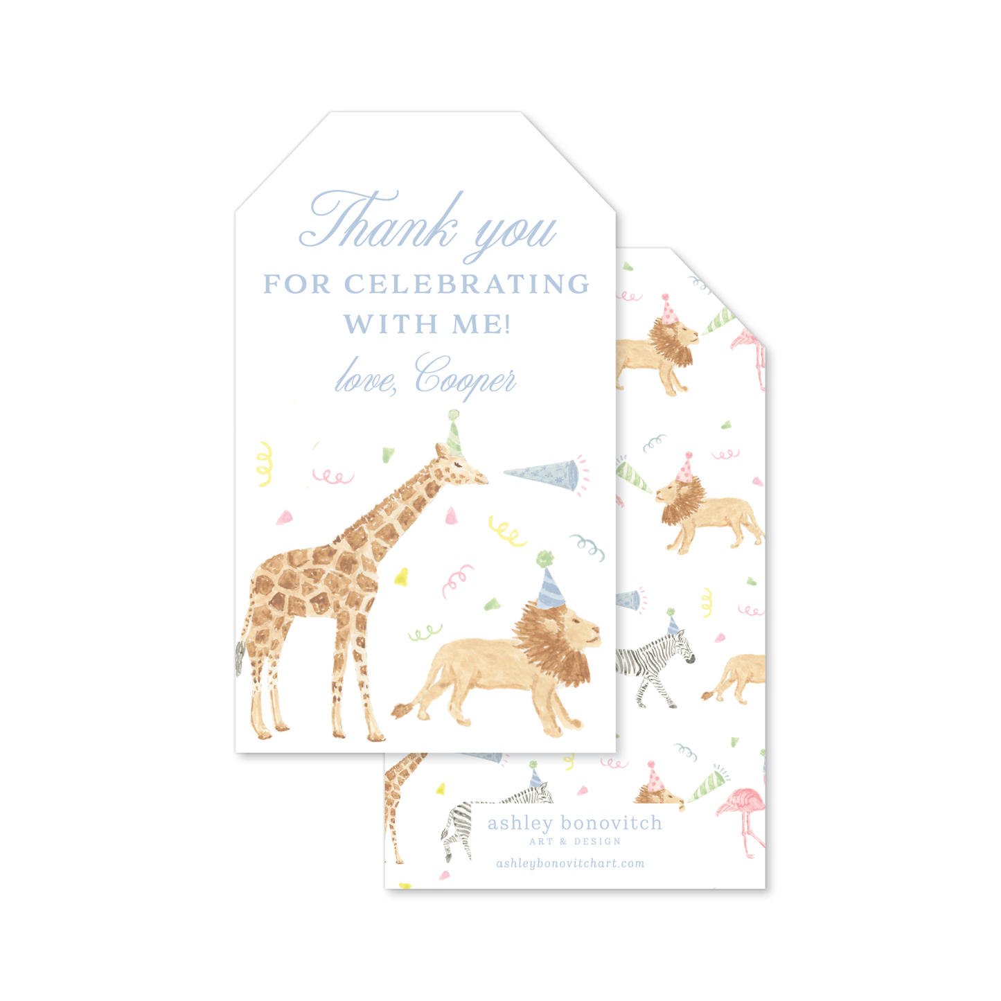 Party Animal Gift Tags in Blue