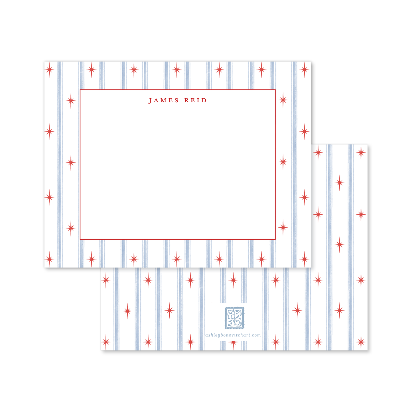 All American Stars and Stripes Stationery Set in White