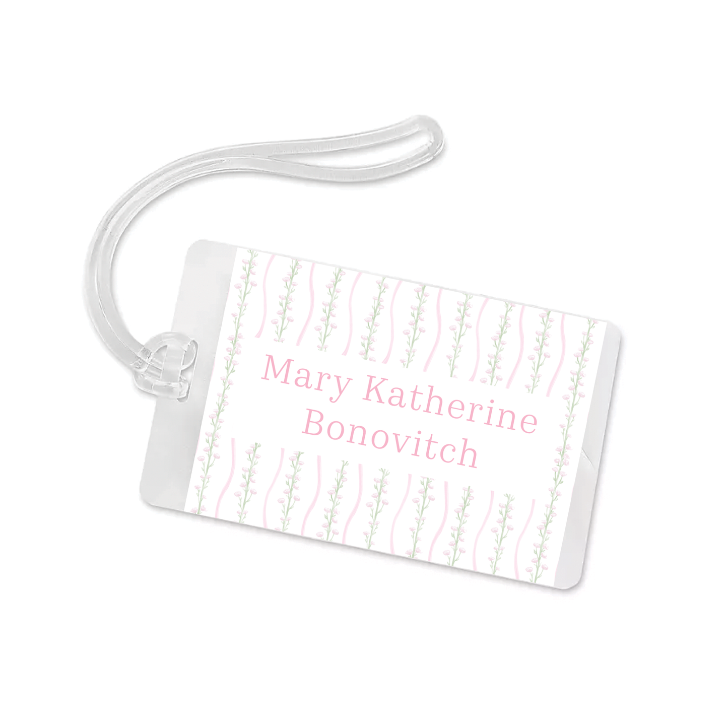 Pink Floral Vines Bag Tag