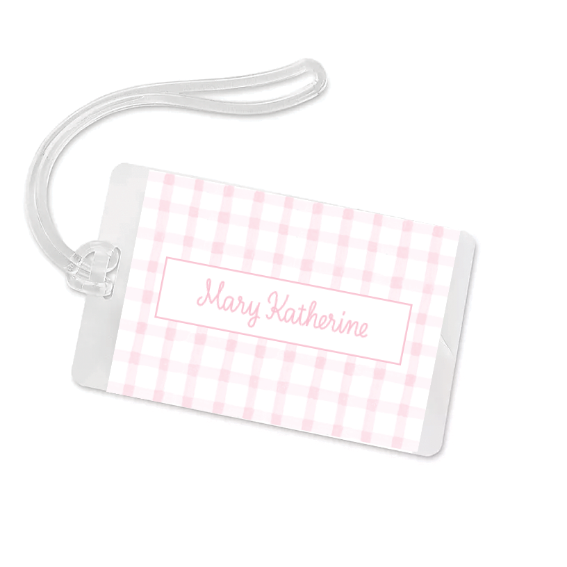 Pink Gingham Bag Tag