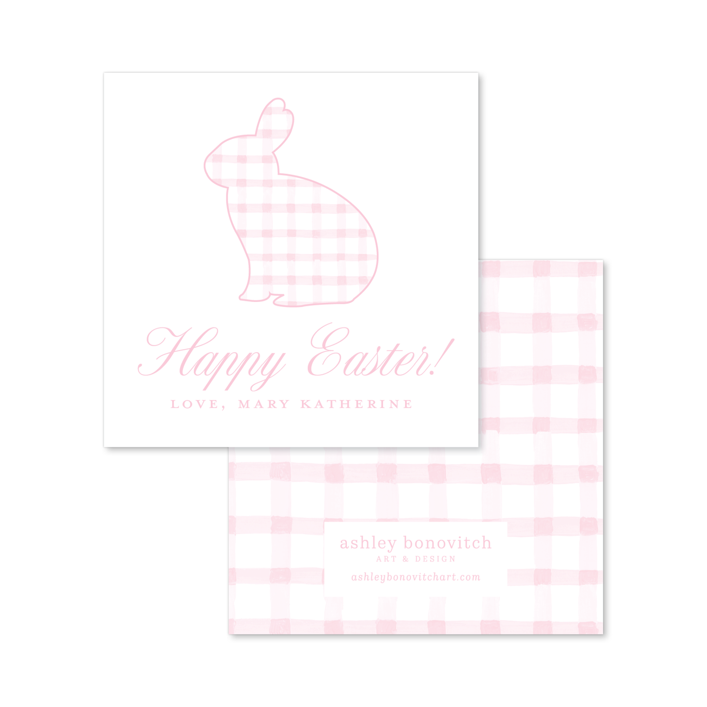 Pink Gingham Bunny Gift Tags