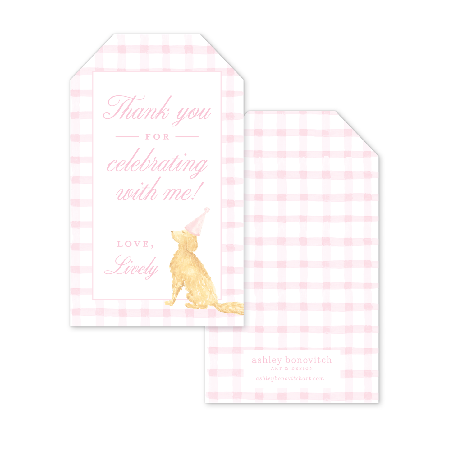 Puppy Party Gift Tags in Pink