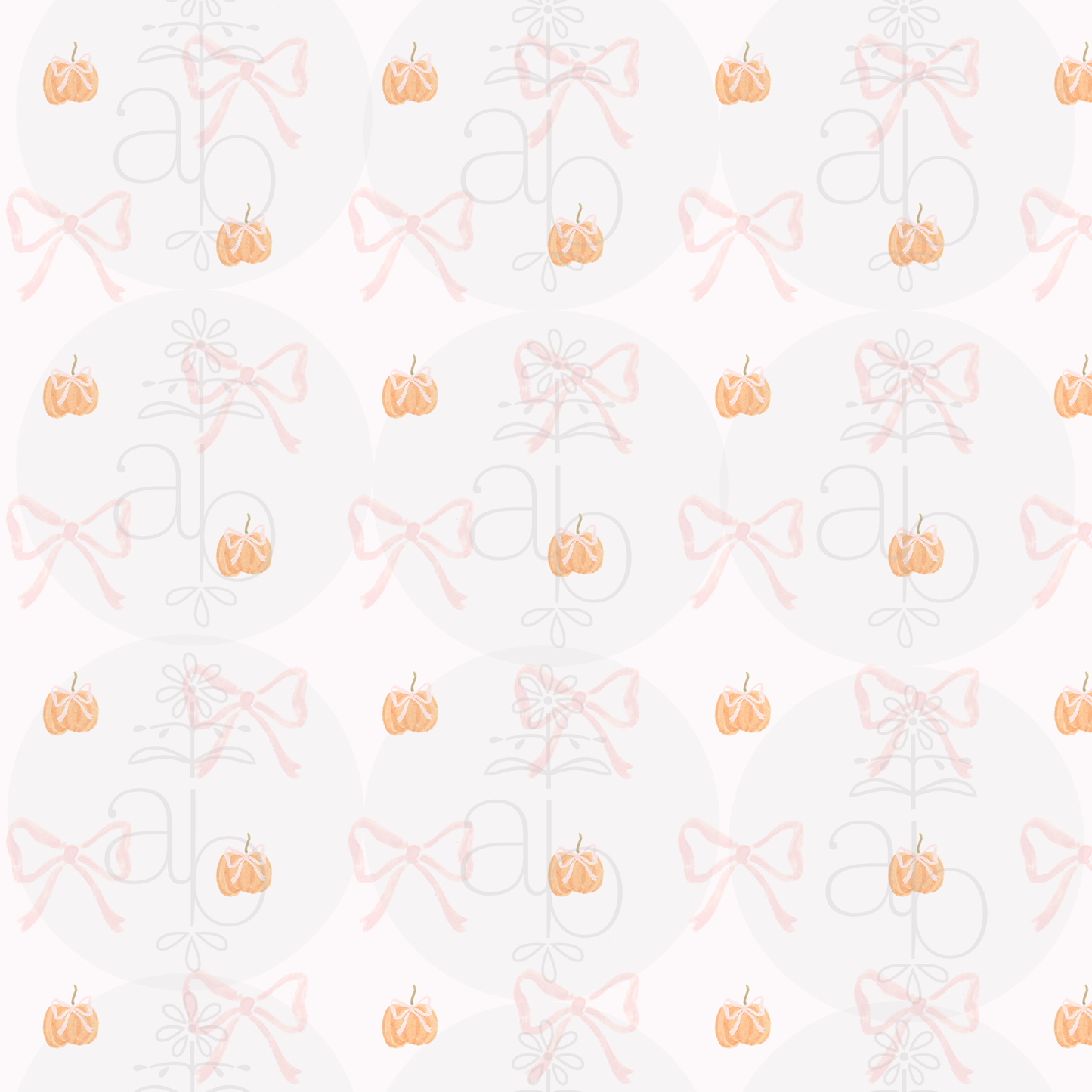 Pumpkins and Bows Pattern in Pink