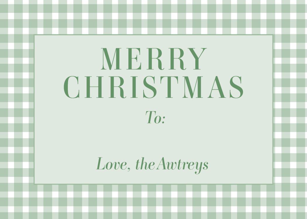 Green Gingham Christmas Gift Stickers