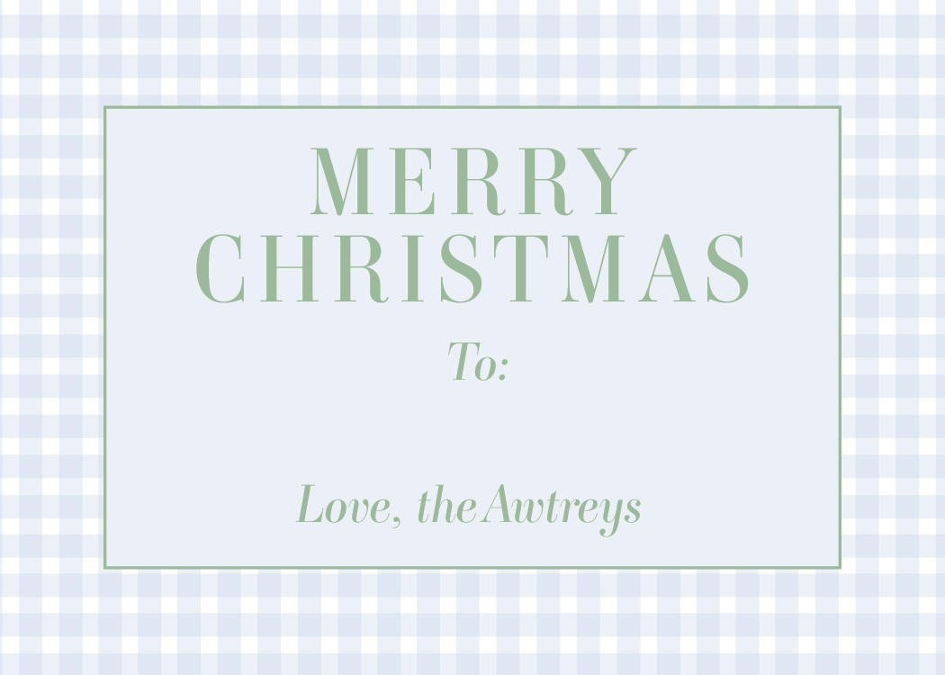 Blue Gingham Christmas Gift Stickers