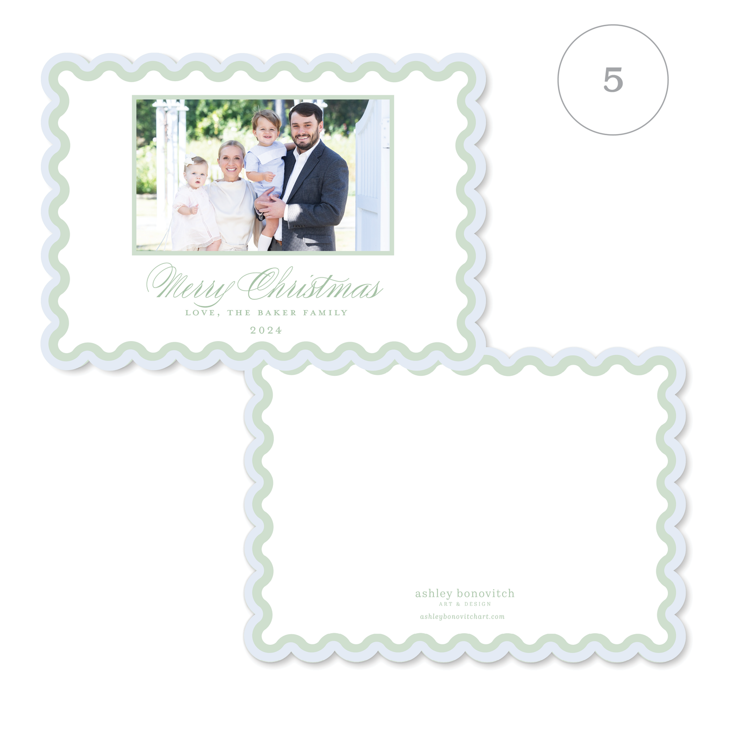 Two Tone Scallop Christmas Cards Landscape - 8 Colorways