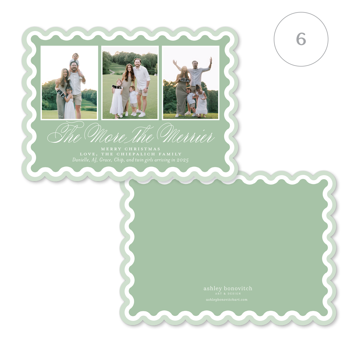Two Tone Scallop Christmas Cards Landscape - 8 Colorways