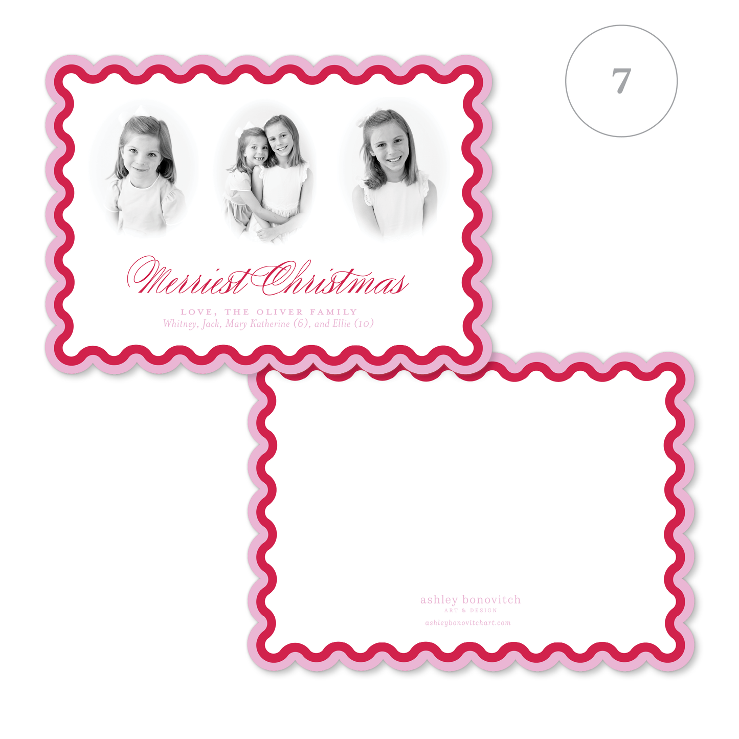 Two Tone Scallop Christmas Cards Landscape - 8 Colorways
