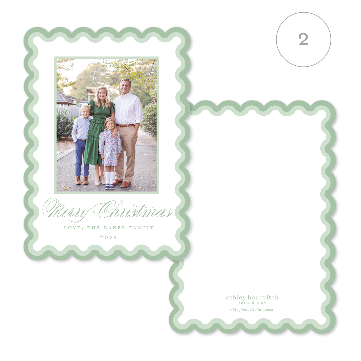 Two Tone Scallop Christmas Cards - 8 Colorways