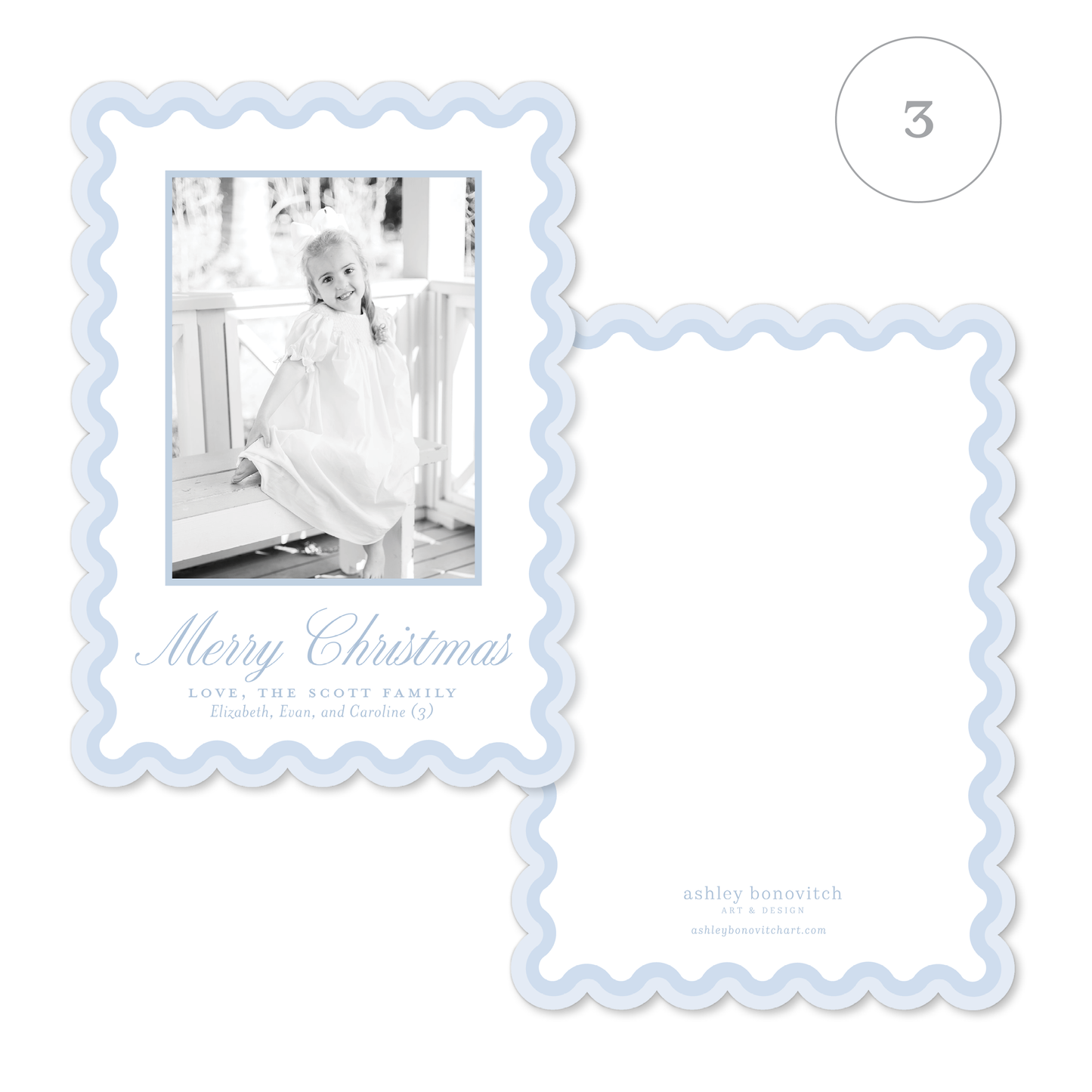 Two Tone Scallop Christmas Cards - 8 Colorways