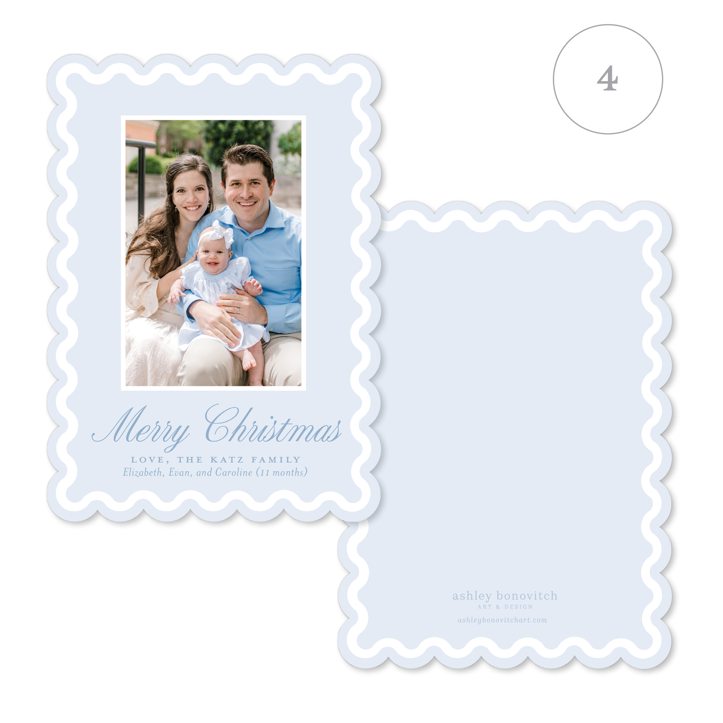 Two Tone Scallop Christmas Cards - 8 Colorways