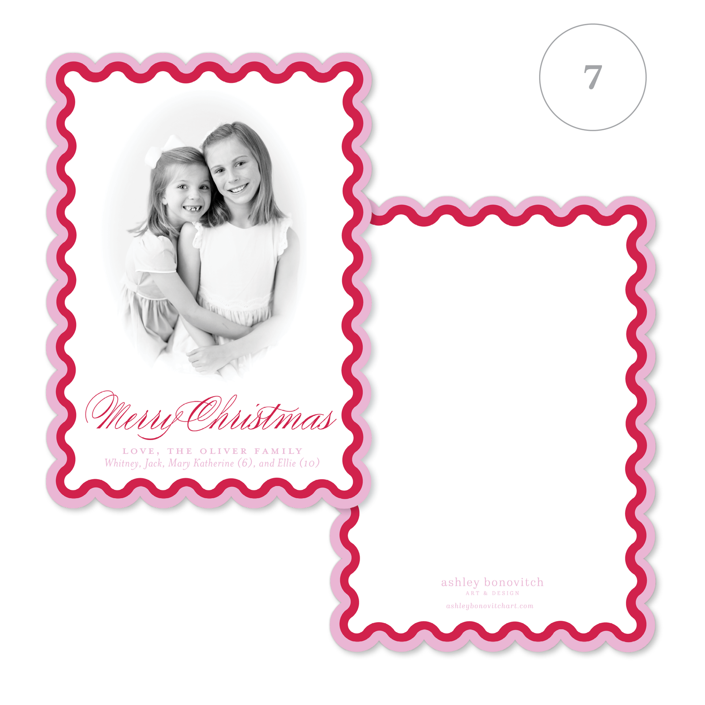 Two Tone Scallop Christmas Cards - 8 Colorways