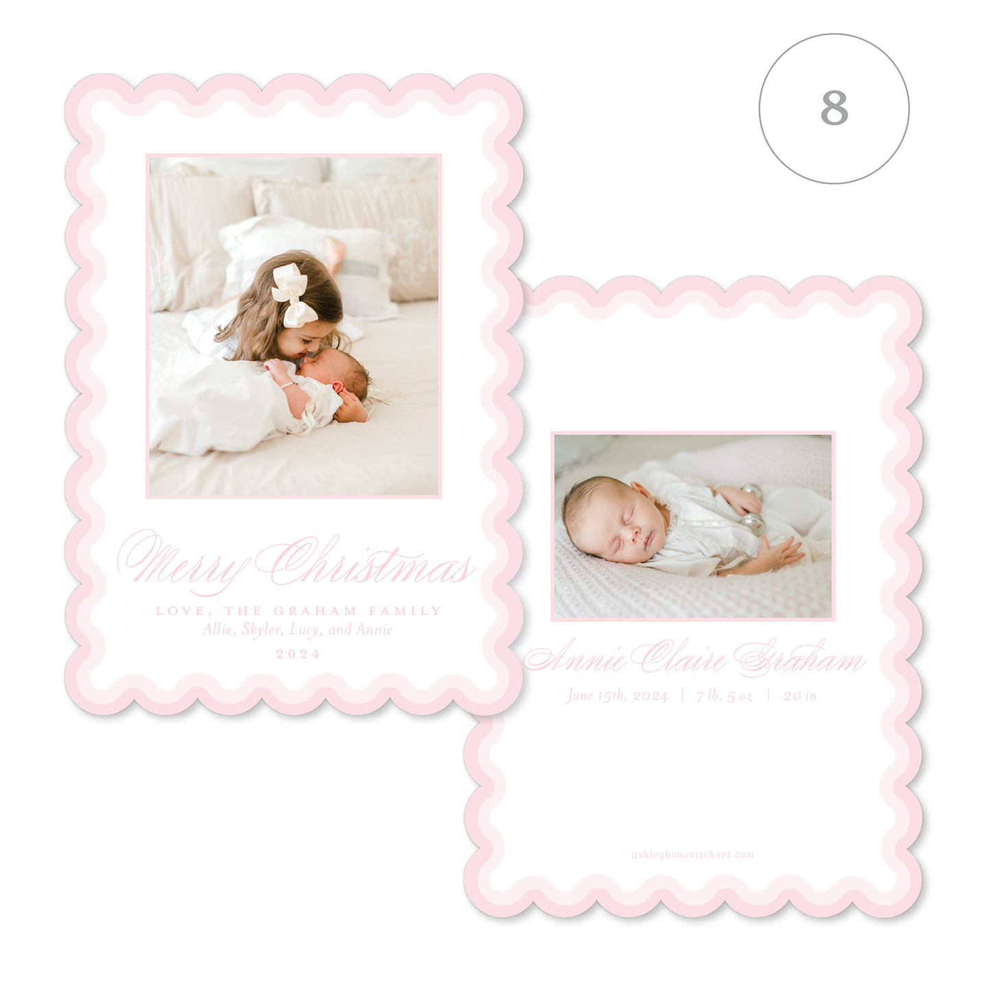 Two Tone Scallop Christmas Cards - 8 Colorways