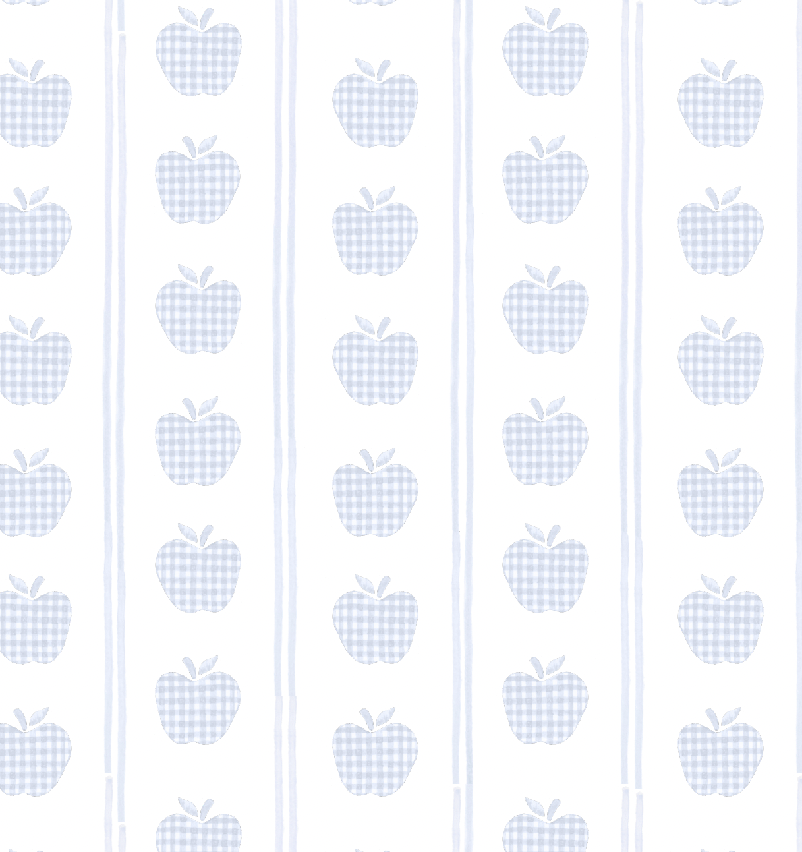 Gingham Apples Pattern in Blue