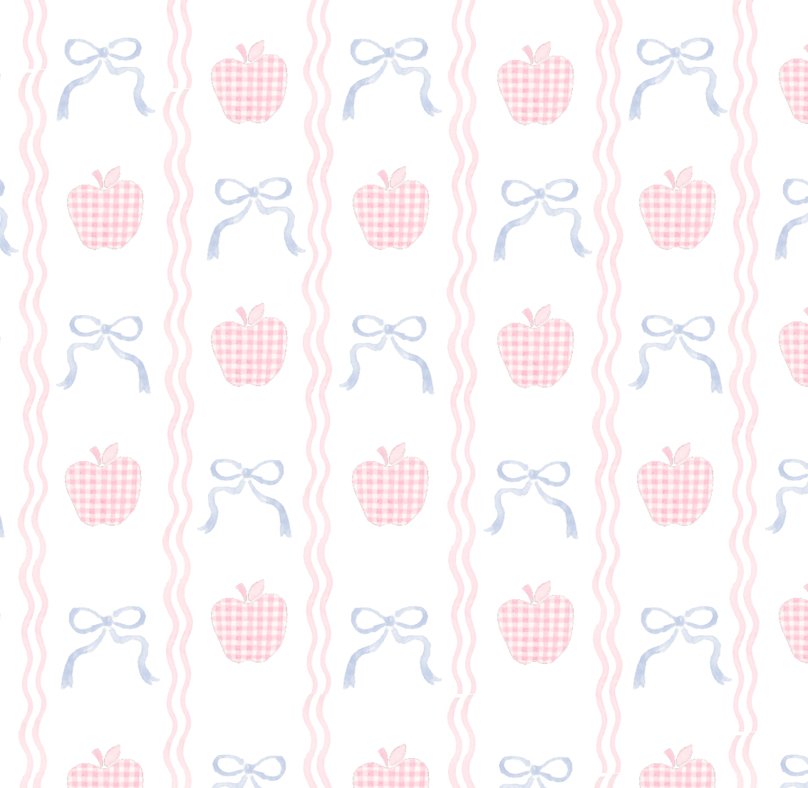 Gingham Apples Pattern in Pink