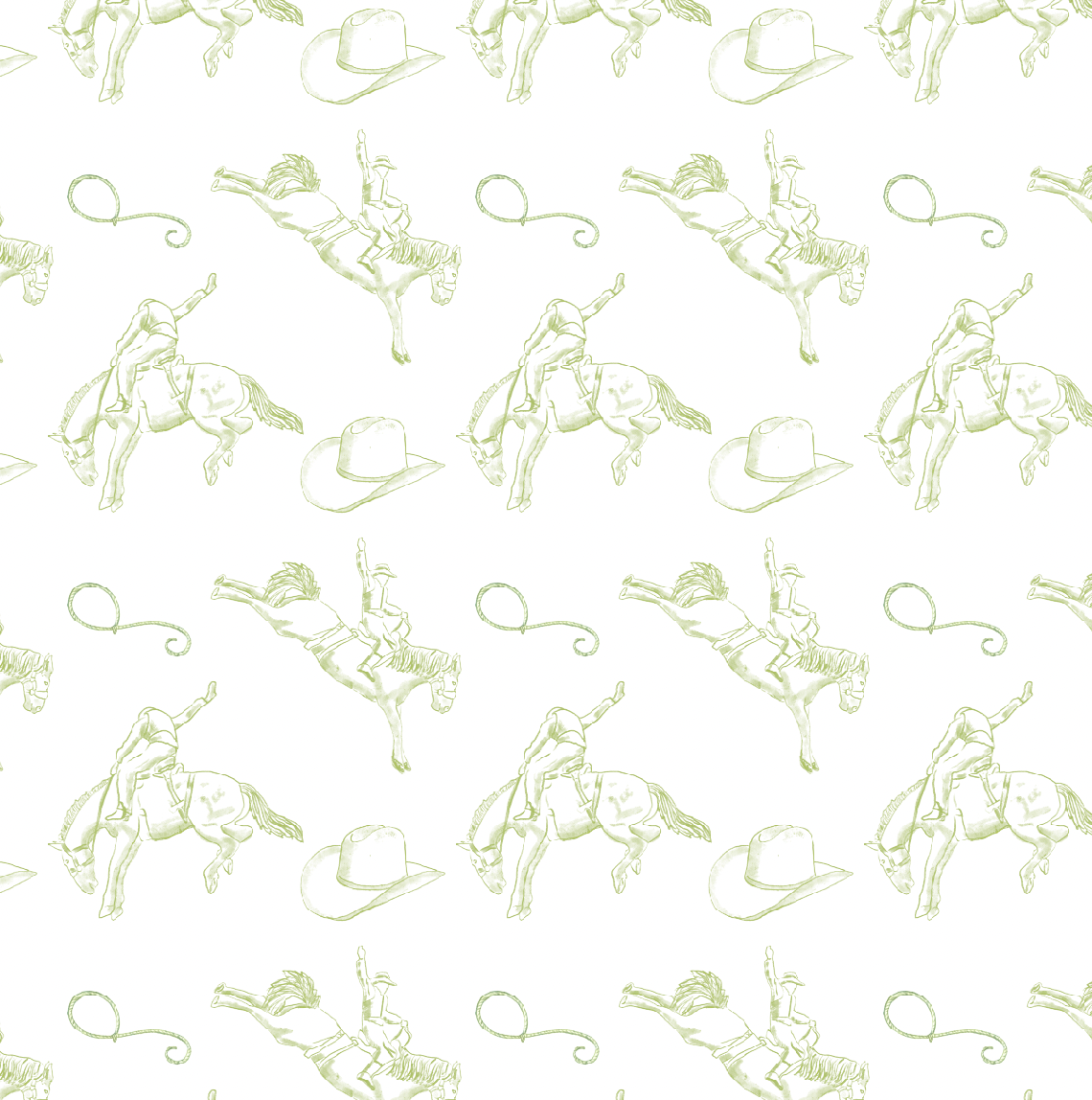 Rodeo Cowboy Pattern in Olive