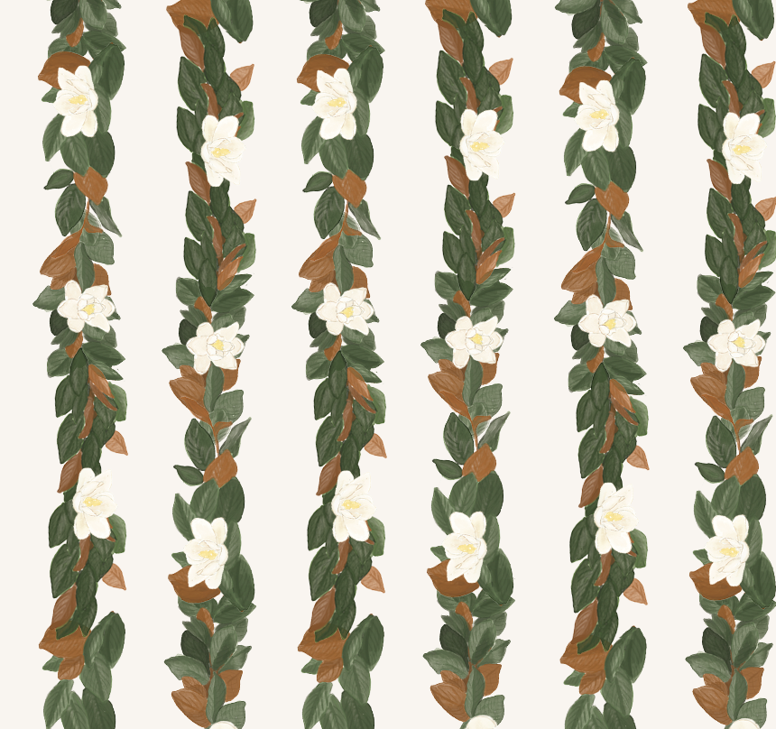 Magnolia Garland in Ivory Wrapping Paper Sheets - PREORDER SHIPS NOV. 17TH