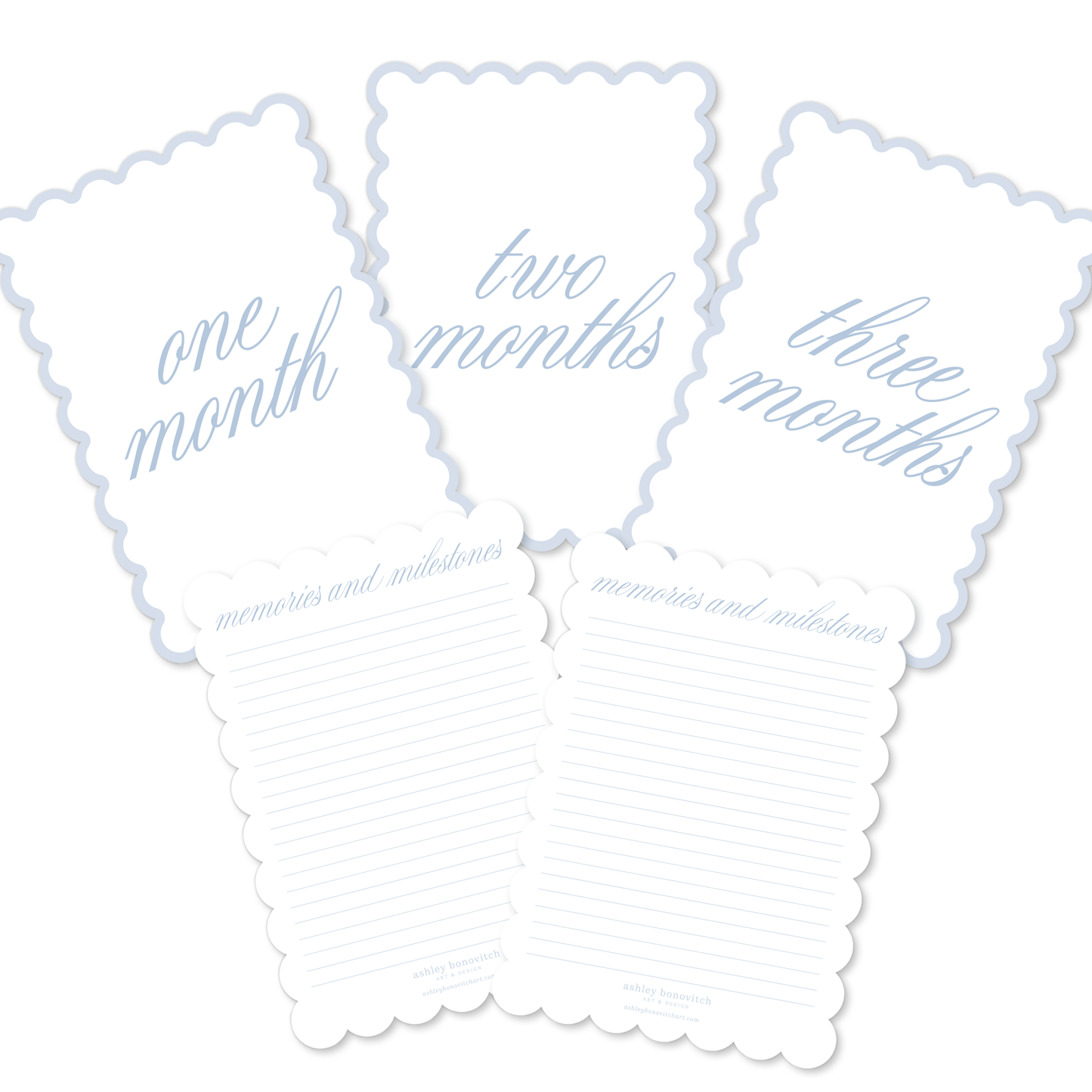Monthly Milestone Cards in Blue Scallop