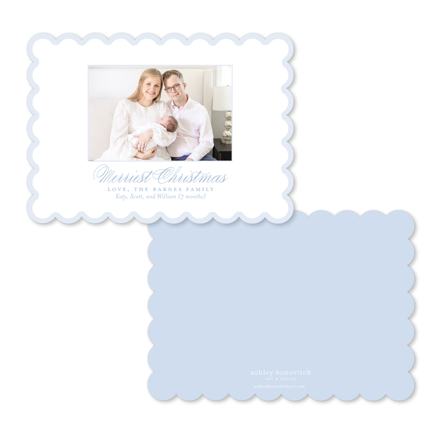 Blue Simple Scallop Birth Announcements