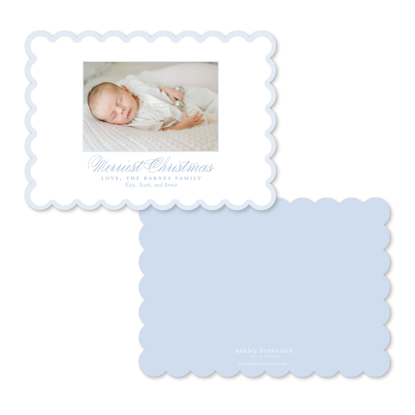Blue Simple Scallop Birth Announcements
