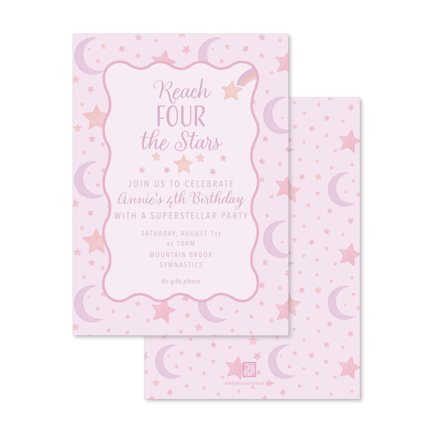 Outer Space Party Invitation in Pink