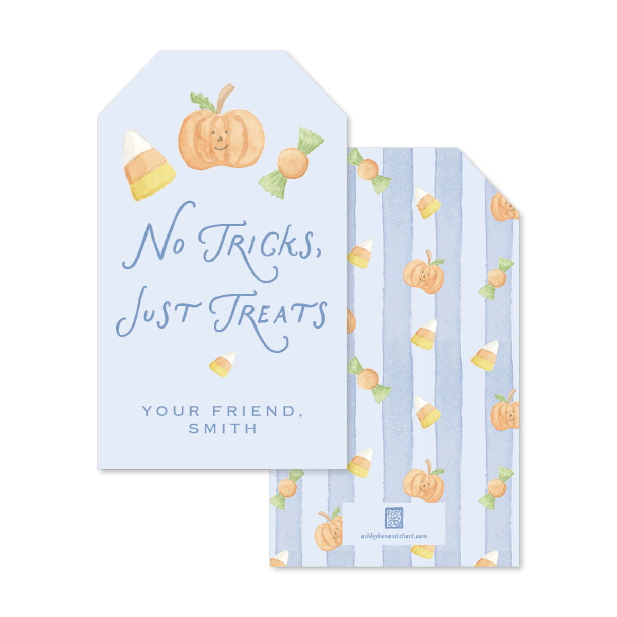 Spooky Stripes Hang Tags in Blue