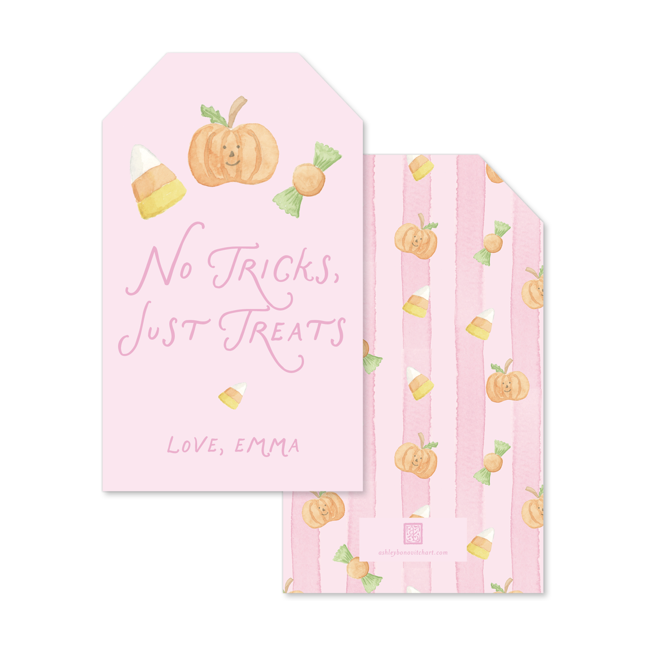 Spooky Stripes Hang Tags in Pink