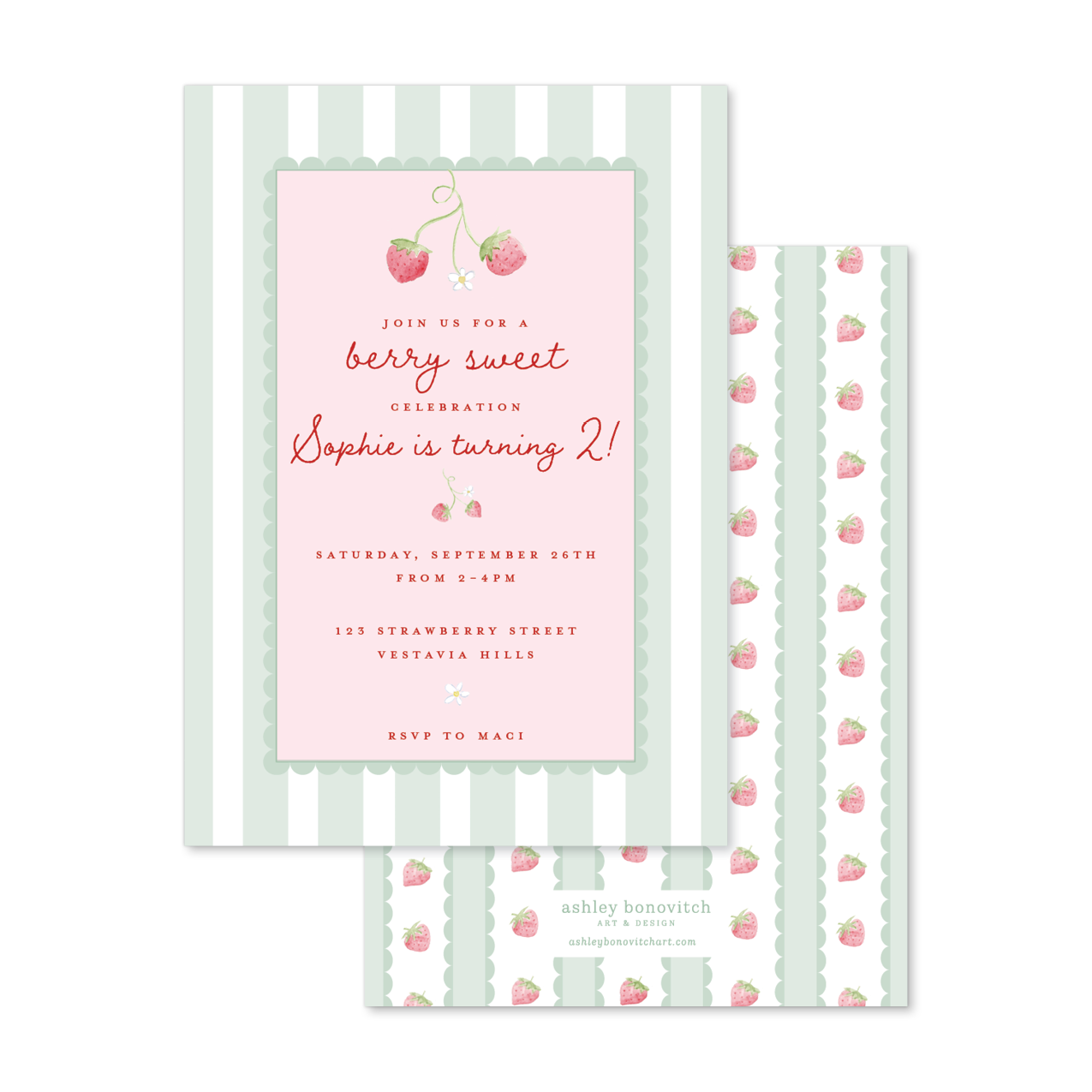Strawberry Scallops Party Invitation