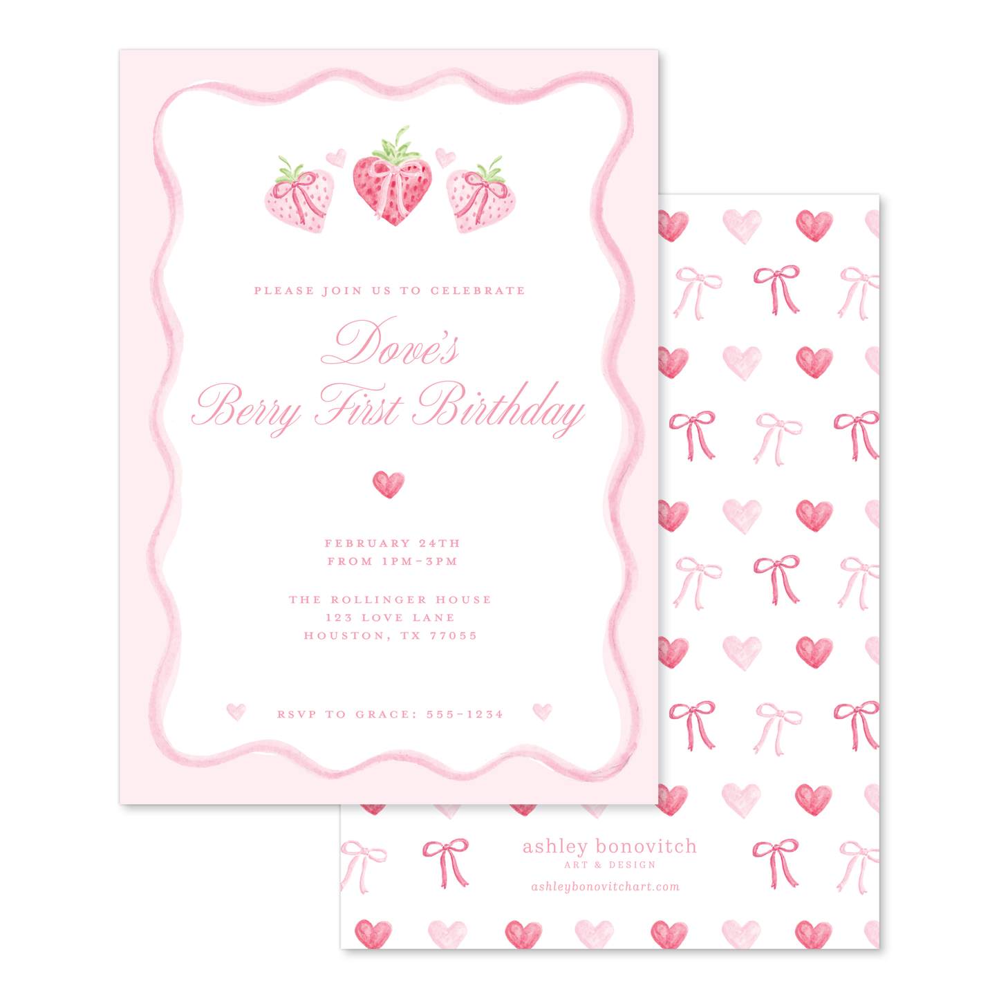 Berry Sweet Heart Party Invitations