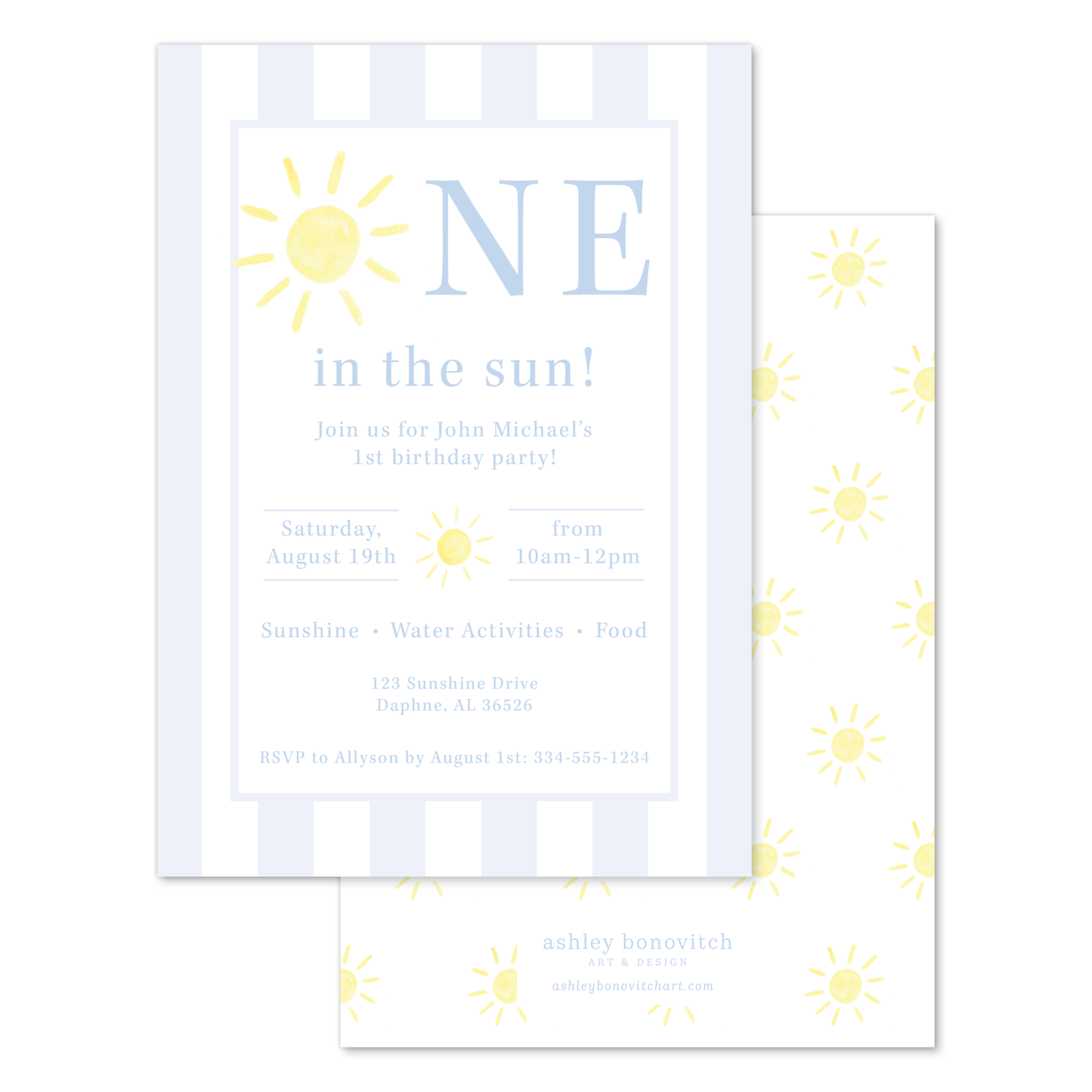 Sunshine Party Invitation in Blue