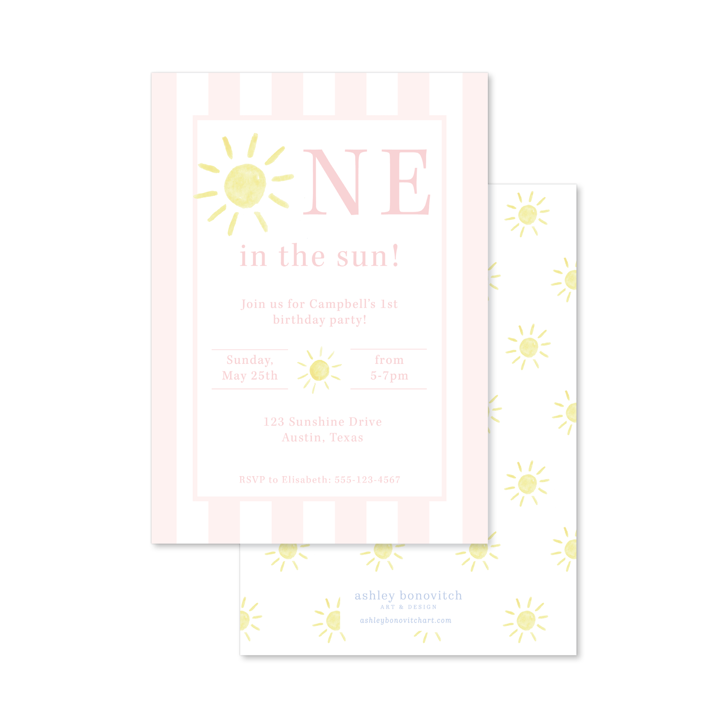 Sunshine Party Invitation in Pink