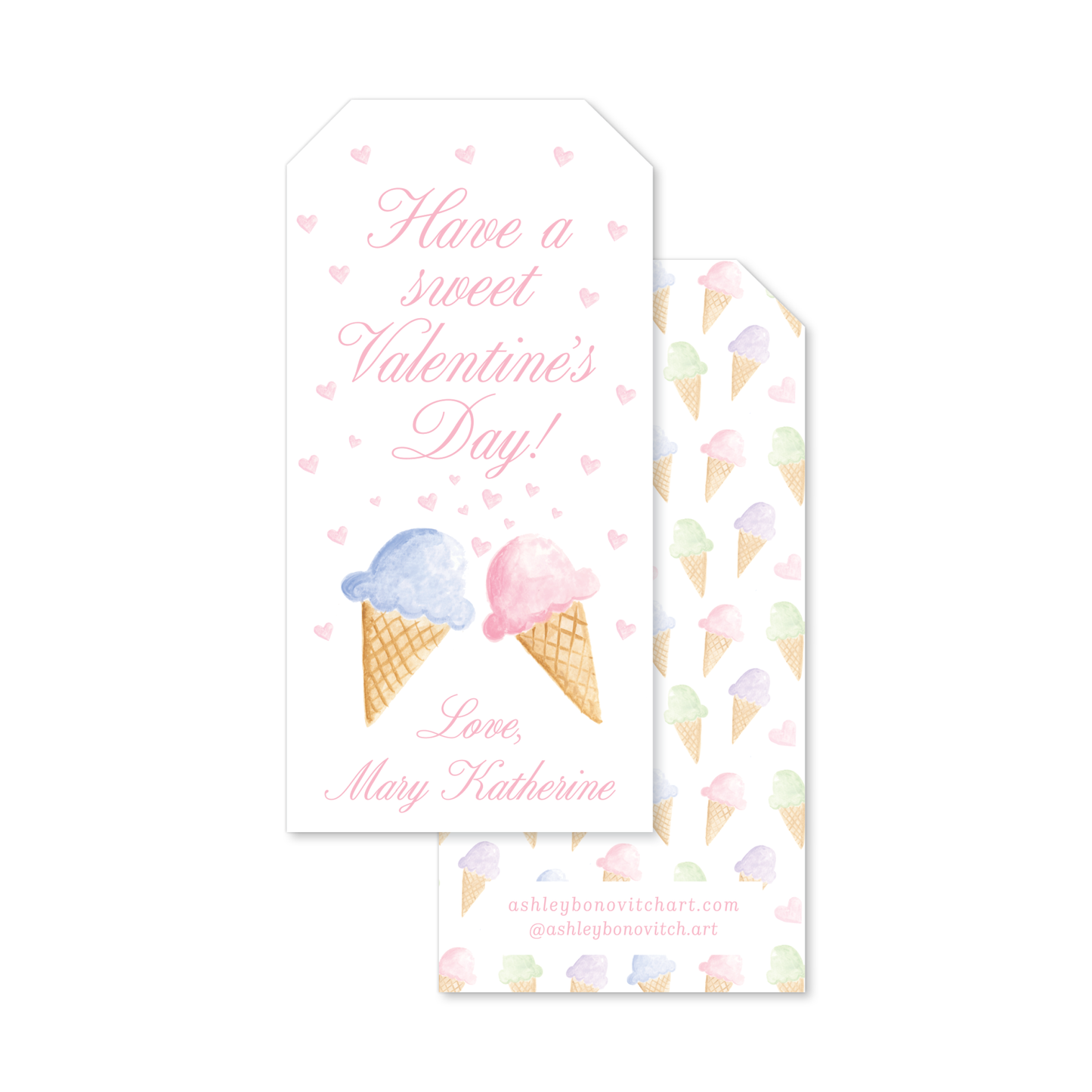 Ice Cream Valentines Tags