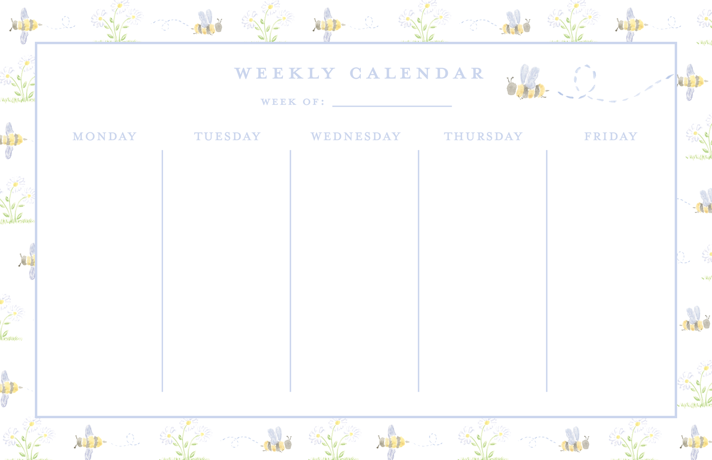 Weekly Calendar Notepad - Bees
