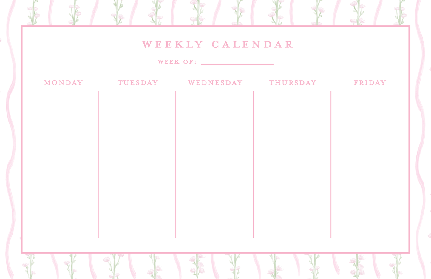 Weekly Calendar Notepad - Floral Vines