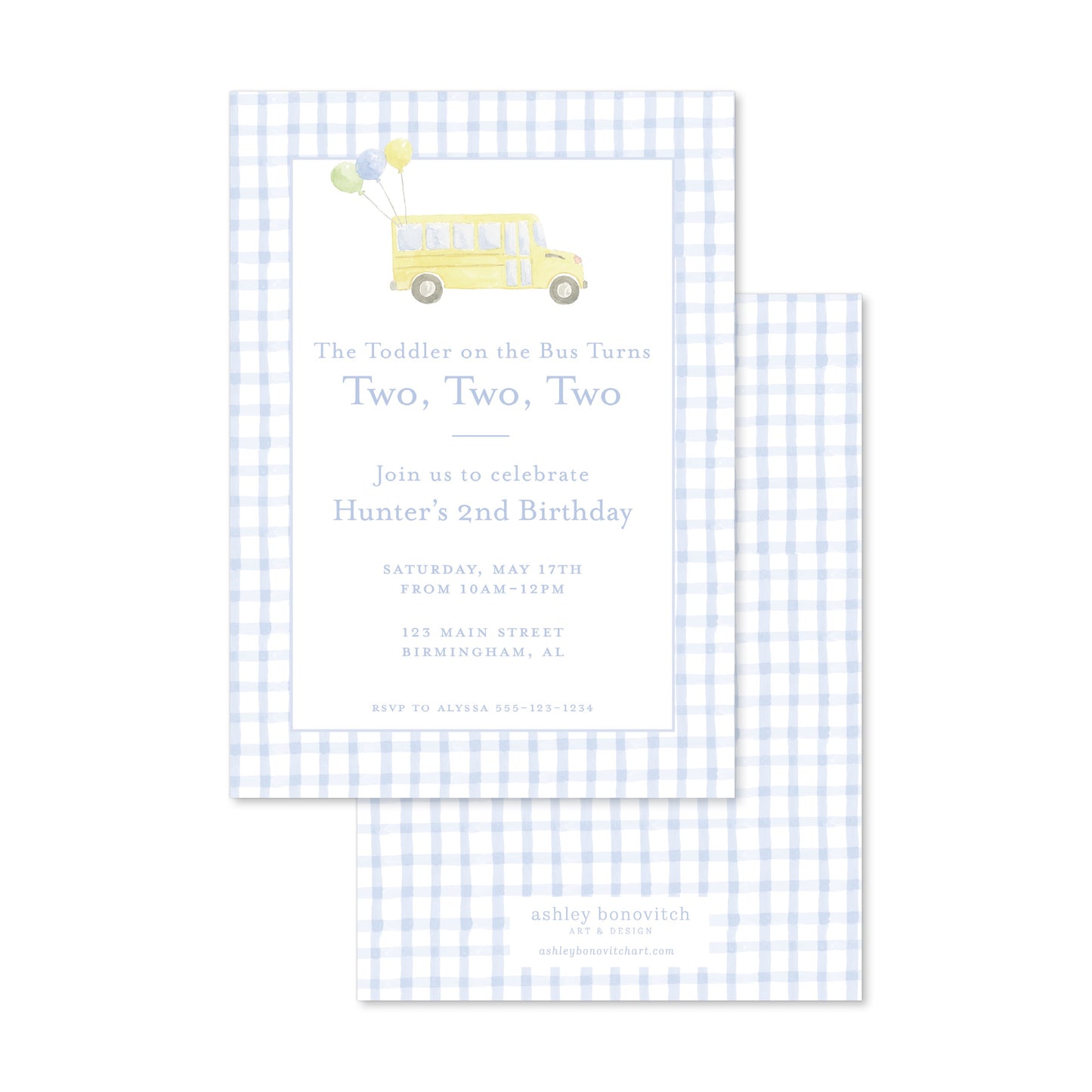 Wheels On the Bus Invitation