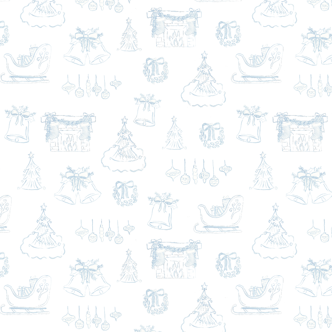Christmas Toile Wrapping Paper Sheets in Blue - PREORDER SHIPS NOV. 17TH