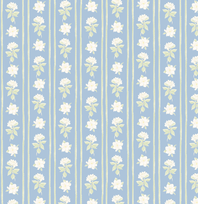 Gardenia Blooms Wrapping Paper Sheets in Dusty Blue