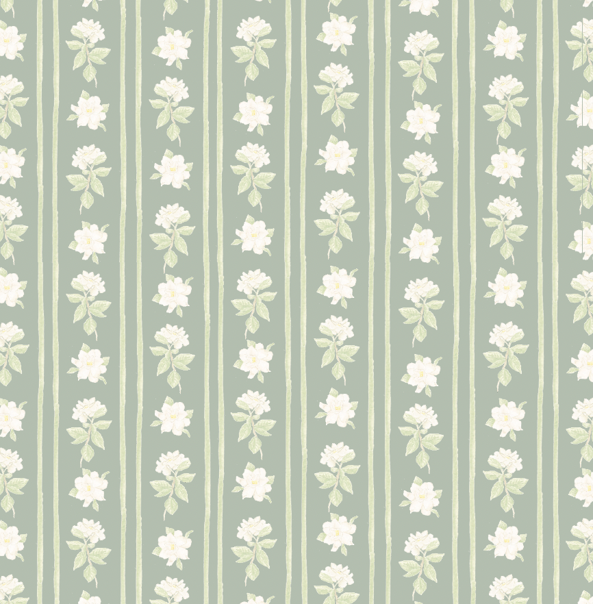 Gardenia Blooms Wrapping Paper Sheets in Sage