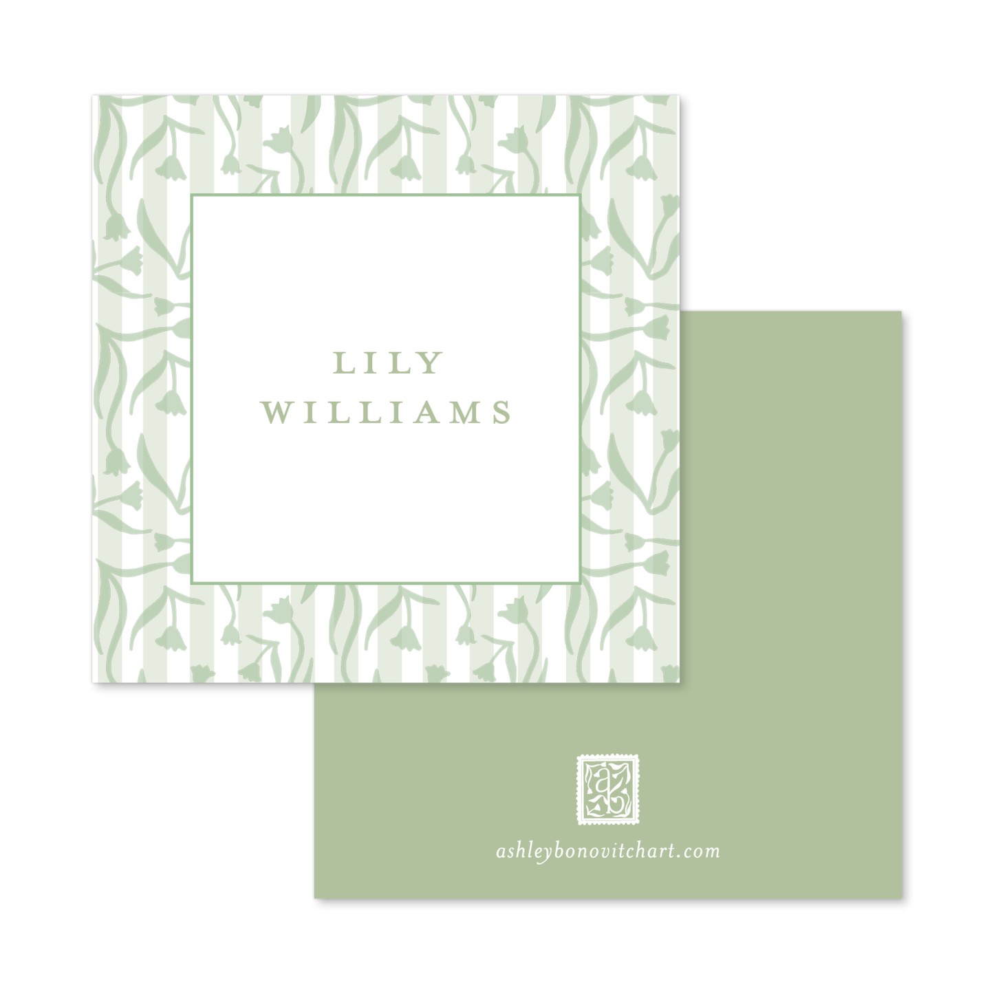 Signature Pattern Calling Cards in Light Sage
