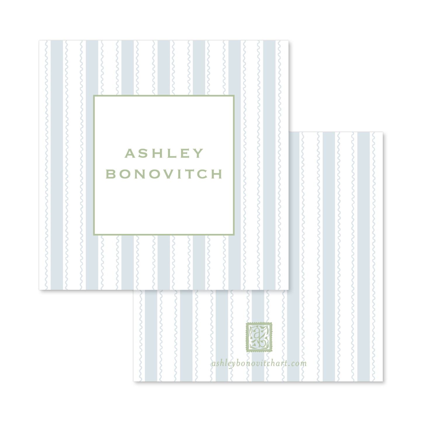 Signature Wavy Stripe Calling Cards in Powder Blue