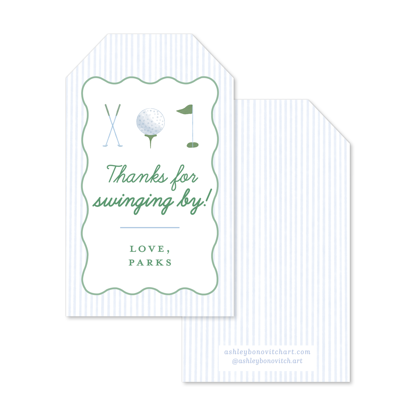 Golf Wavy Stripe Party Gift Tags