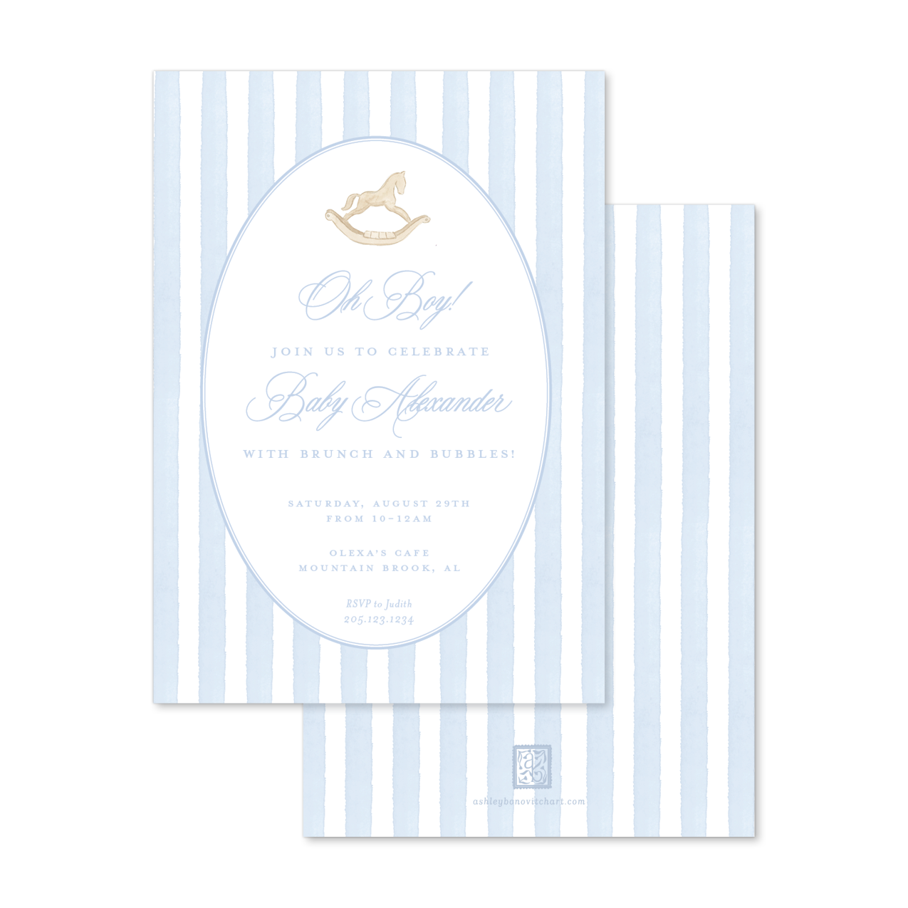 Rocking Horse Invitation in Blue