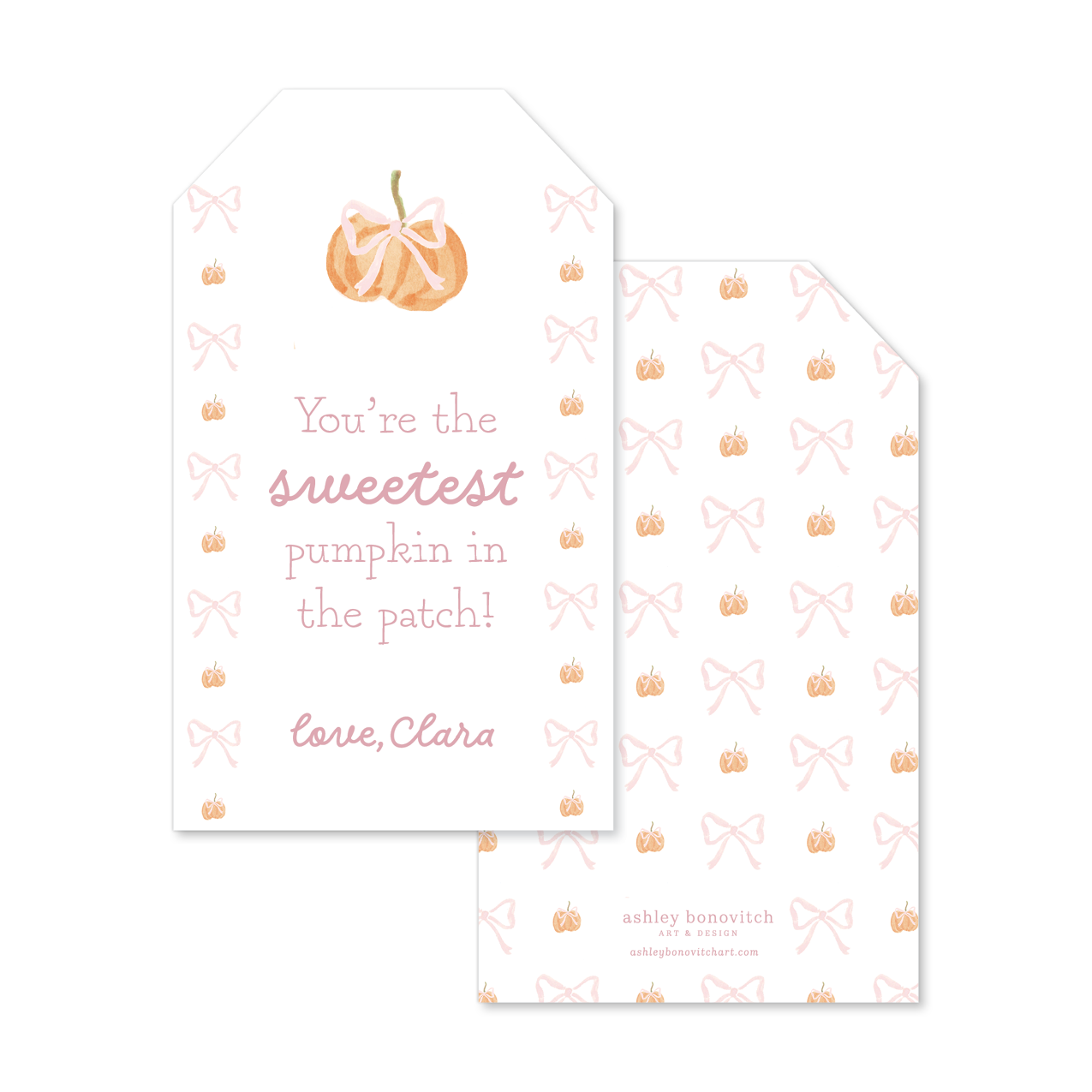 Sweetest Pumpkin Gift Tags in Pink