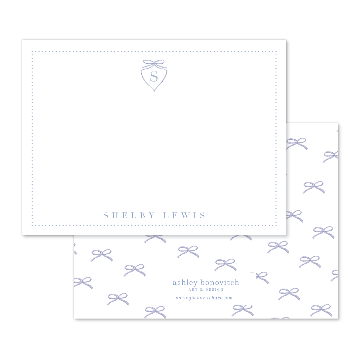 Blue Bow Crest Stationery Set