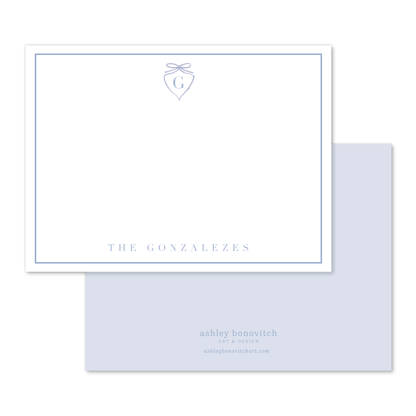 Blue Bow Crest Stationery Set