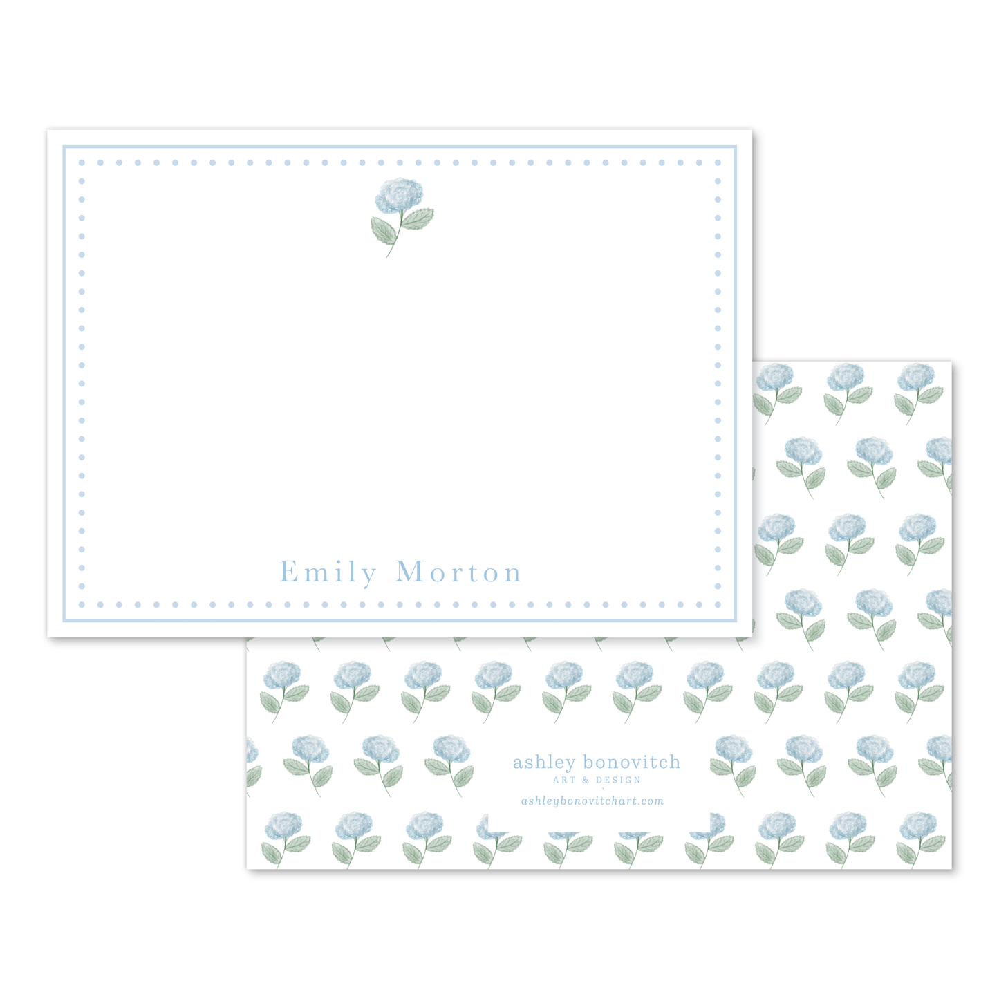 Blue Hydrangea Stationery Set