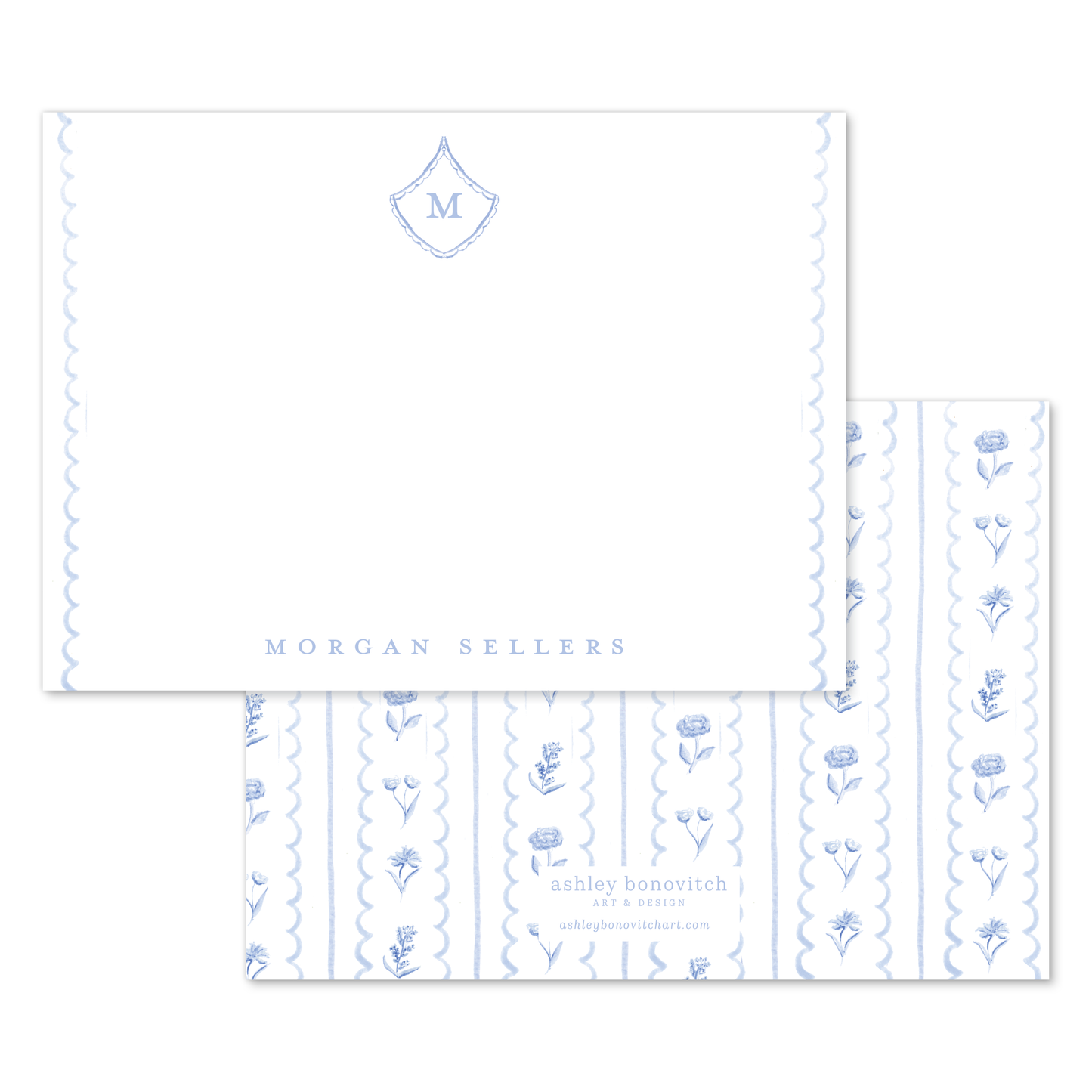 Grandmillenial Initial Crest Stationery Set